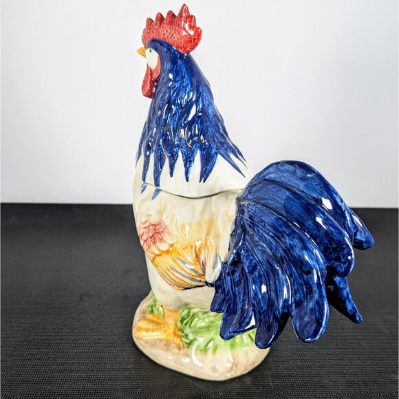 Rooster Cookie Jar -  Treat Jar, Vintage Painted Ceramic - Picture 2 of 4